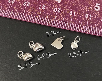 Sterling Silver Mini Heart Charm: Puffy or Flat Disc Add-on