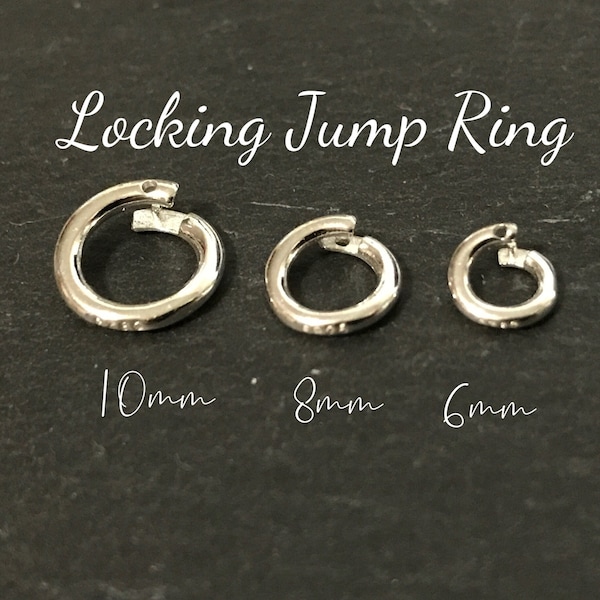 Solid Sterling Silver Locking Jump Ring.  Secure Locking Jump Ring (4) Permanant Jewelry Connectors.