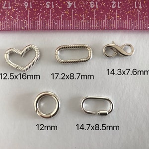 1 Pc Sterling Silver Hinged Round Push Clasp, Interchangeable Charm Hinged Connector, Mini Carabiner, Double Side Open Clasp Infinite Clasp