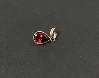 1Pc Dainty 14K Solid Yellow Gold Natural Garnet Charm/Pendant. 14K Gold Danity Faceted Garnet Charm/Pendant(1)- Chain NOT Included