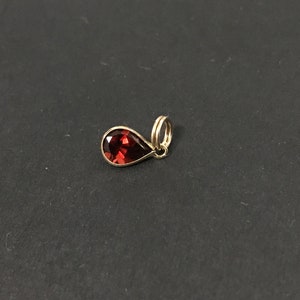 14K Solid Yellow Gold Garnet Teardrop Pendant