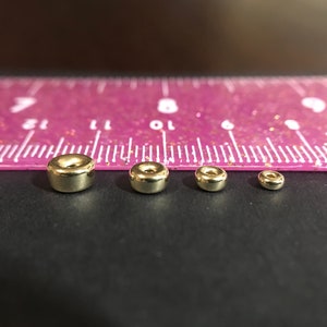 Genuine 14K Solid Yellow Gold Roundel Beads. Multiple Size Available. 3mm/4mm/5mm/6mm. Sturdy and Durable