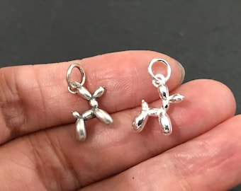 One Solid Sterling Silver Bright Finish/Oxidized Ballon Dog Pendant, Ballon Dog Pendant/Charm, Sterling Silver Gog Pet Pendant(1)