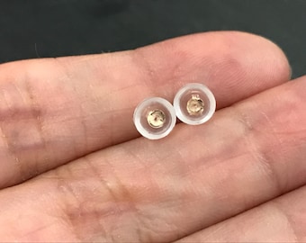 14K Solid Gold Silicone Covered Earring Backings. 14K Gold Earring Backings for Replacement [Sold as per Pair]