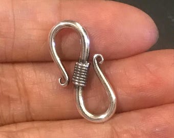Oxidized Sterling Silver S-Hook Clasp: Heavy Duty Charm Holder and Medium Size Available