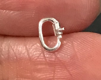 one piece Sterling Silver Mini (4.6x6.2mm) Locking Ring: Secure Link Lock connector, No Soldering Needed