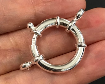 Extra Large Sterling Silver Bolt Ring Clasp: Necklace Closure