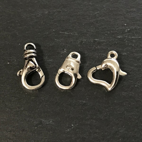 Solid Sterling Silver Swivel Charm Holder/Clasp Charm Hinged Connector, Pendant Holder, Sterling Silver Heart Clasp Collection