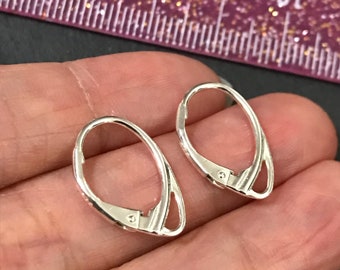 Set of 2 Pairs/3 Pairs Solid Sterling Silver Oval Leverback Earrings, Hypoallergic, Sterling Silver Unique Leverback Earrings