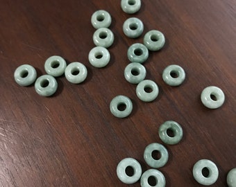 Genuine Burmese Jade Donut Bead, Multiple Size (A bag of 6pcs Beads)