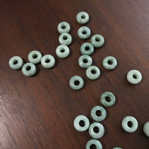 Genuine Burmese Jade Donut Bead, Multiple Size (A bag of 6pcs Beads)