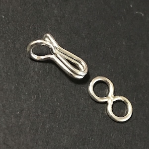 Solid Sterling Silver hook and Eye Clasp. (1 Set)