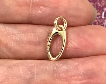 1Pc 14K Solid Yellow Gold Enhancer Bail Slide. Pendant Holder/Shortener, Interlock Connector, Interchangeable Charm Hinged Connector