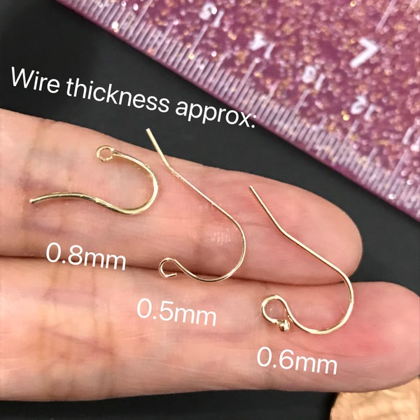 50 Pcs 14k Gold Filled Earring Hooks - French Ear Wire Blanks For Jewelry Making, 11.5x21.5mm