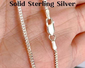 2mm Sterling Silver Curb Chain: Unisex Necklace