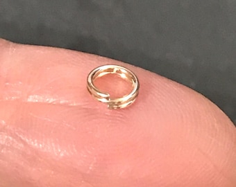 14K Solid Yellow Gold Split Ring. Jewelry Making Components