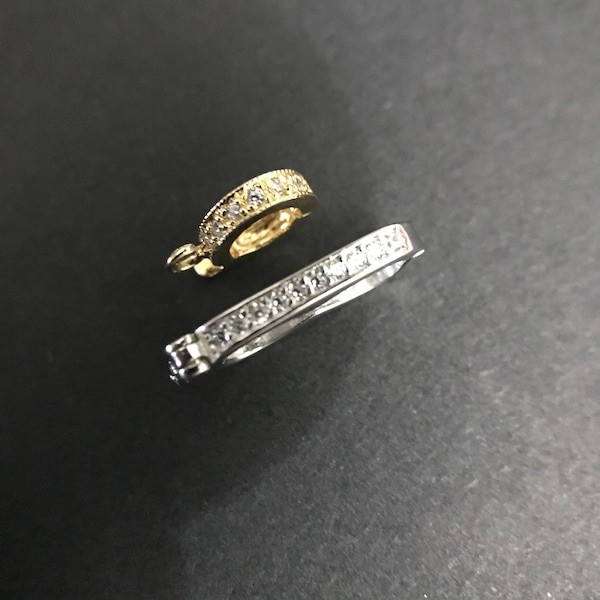 1 Pcs Sterling Silver or 14K Gold Vermeil/Plated Enhancer Bail Slide. CZ Straight Single Row Enhancer. Pendant Enhancer/Shortener