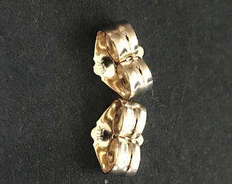 Respaldo de aretes de oro macizo genuino de 14 quilates con sello distintivo. Fornituras de joyería, soportes para pendientes de oro de 14 quilates [se venden por par]