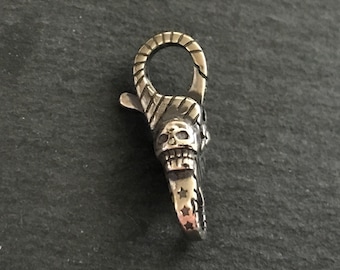 Oxidized Sterling Silver Skull Link Connector: Double-Sided Charm Holder