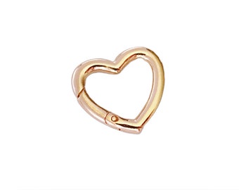 14K Thick Gold Plated over Sterling Silver Heart Clasp, Interchangeable Charm Connector, Link Connector