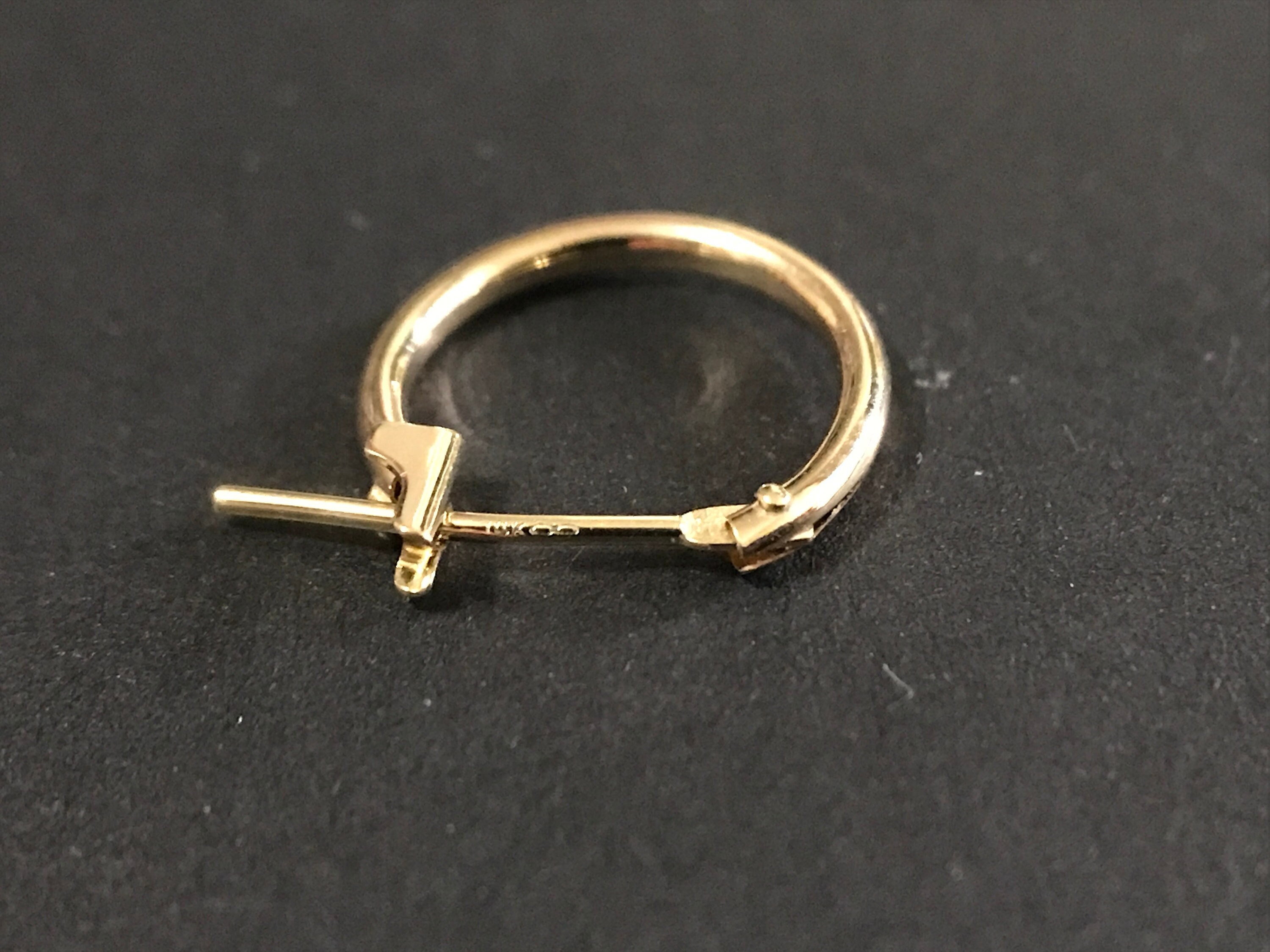 14K Solid Yellow Gold Tube Click Hoop Earrings, Huggies Earrings, 14K Gold Round Tube Earrings