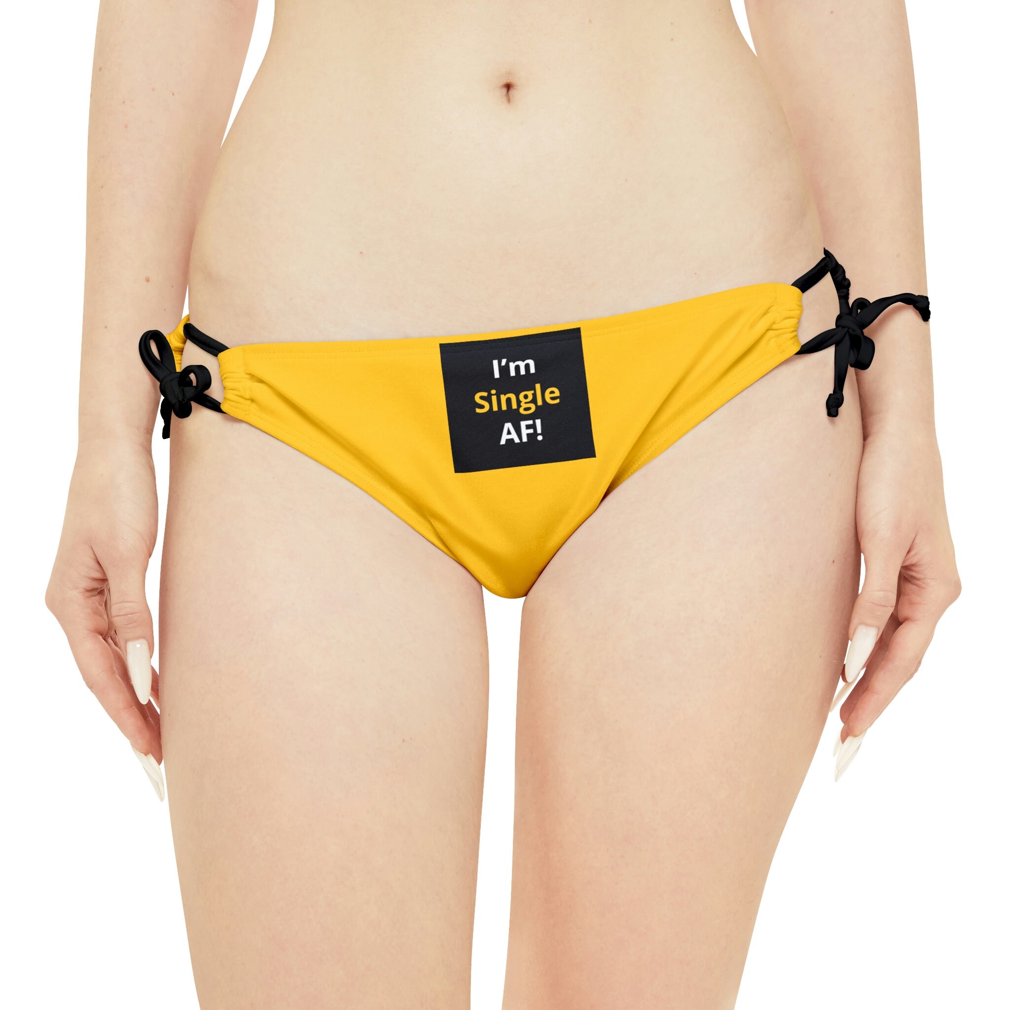 Yellow & Black Im Single AF Strappy Bikini Set -  Canada