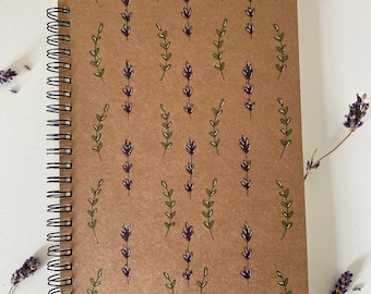 Hand-Drawn Lavender Notebook: Cottagecore Floral Journal