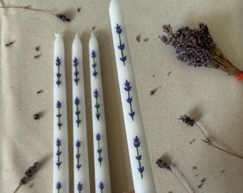 Hand Painted Lavender Floral Candlesticks