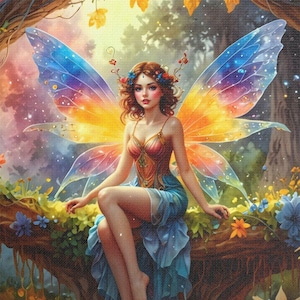 Impression sur toile, oeuvre d&#39;art fantastique forêt de fées, décoration murale mystique, décoration de maison enchantée, cadeau pour amoureux de la nature, tableau de conte de fées magique