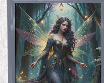 Dark Fairy Tale Art Print: Ethereal Woman in Enchanted Forest (Digital Download