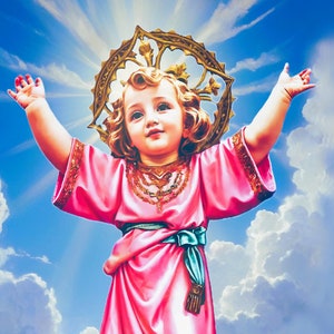 Divino Niño, rust, spiritualiteit, katholiek decor. Doordacht cadeau voor doop, doop of vormsel.