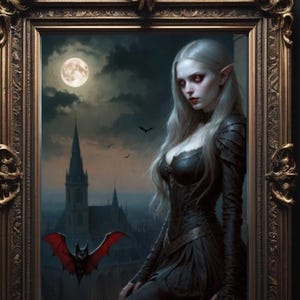 Elfin Shapeshifter Art Print: Gothic Bat Wings Fantasy (Digital Download))