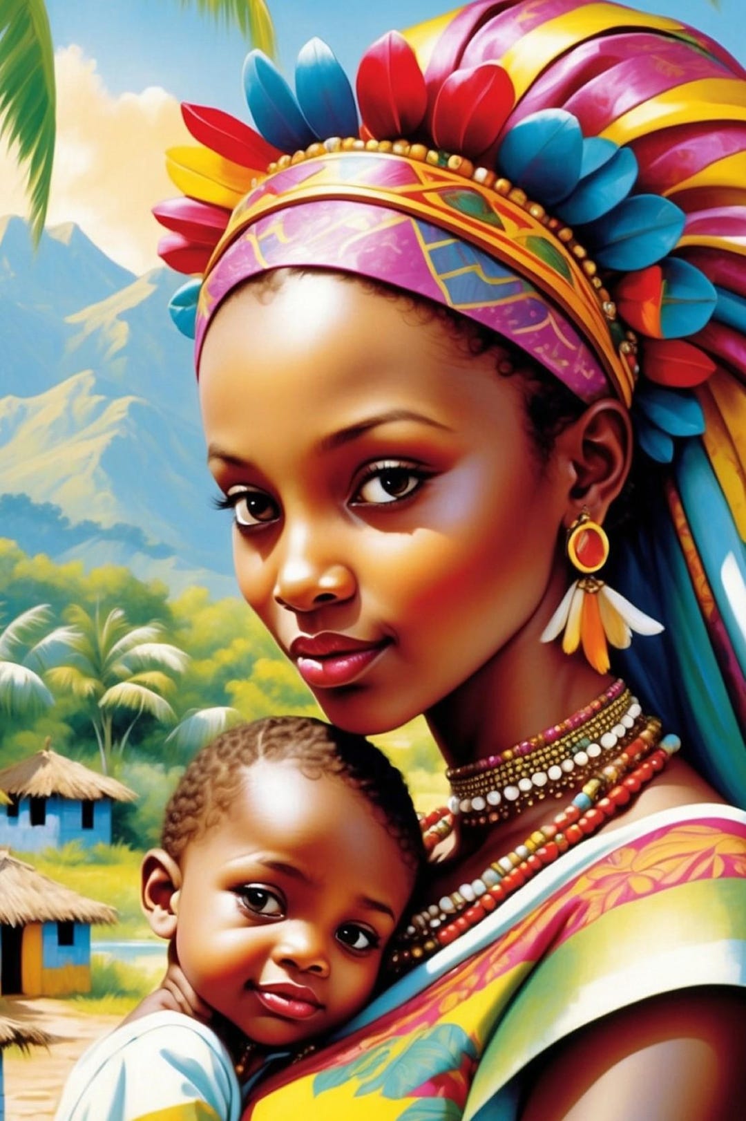 African Mother and Child Art Print: Ethnic Wall Decor (digital Download ...