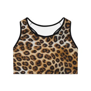 Leopard Sports Bra for Women, Workout Yoga Fitness Top, Athletic Activewear, Gym Running Tank, Leopard Lover Gift