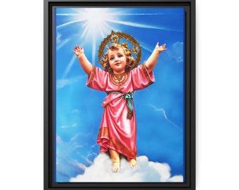 El Divino Niño, Divine Child Canvas Print: Catholic Religious Wall Art, Black Frame