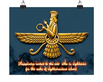 Faravahar Zoroastrian Symbol Matte Poster | Matte Horizontal Poster