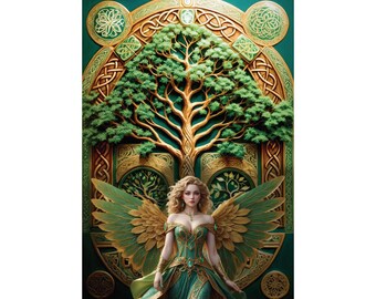 Vertikales Poster, Keltischer Baum des Lebens, Matte Wand Kunst Druck, Boho Decor