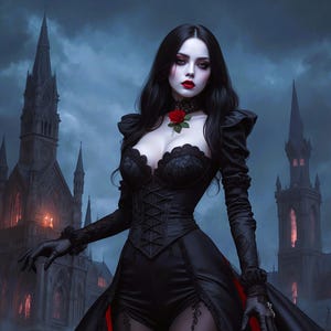 Gothic Rose Sorceress | Dark Fantasy Digital Download | Witchy Wall Décor