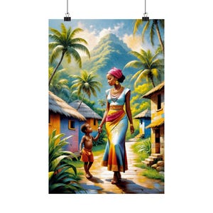 Afrikanische Kulturerbe Kunst Matte Vertikale Poster - Kulturelle Wand Kunst Wohnkultur, Einzigartiges Geschenk für Schwangerschaft & Muttertag