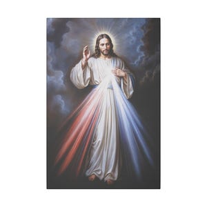 Canvasprint, goddelijke barmhartigheid Jezus muurkunst, religieus huisdecor, christelijk cadeau, katholieke kunst, 8 x 10 12 x 18 16 x 24 20 x 30 beschikbare maten