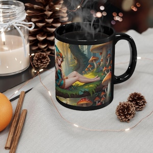 Elf Mug Fairy Art - Whimsical Gift, Fantasy Lover&#39;s Coffee Mug, Fairy Mushroom Artware, Nature-Themed Drinkware
