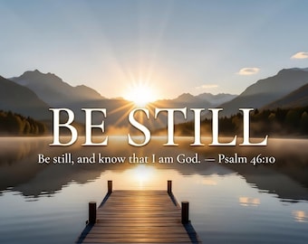 Be Still Wall Art, Digital Download, Psalm 46:10 Bible Verse Print, Christian Landscape Decor, Scripture Poster, Faith Gift, Prayer Room Art