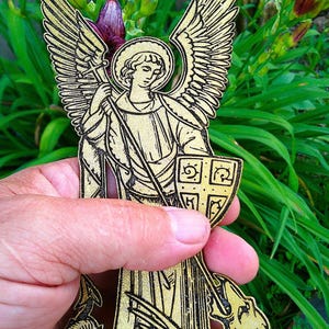 St Michael With Stand Laser, Cutting Machine Files, Cut Design SVG. Vector file for Cutting Machines. SVG, pdf, lbm2 (LightBurn} file format