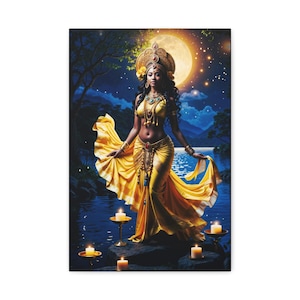 Orisha Oshun, Leinwand Wandkunst, Afrikanische Göttin Dekor, spiritueller Schrein, Altar Accessoire, Geschenk des Heiligen Hauses