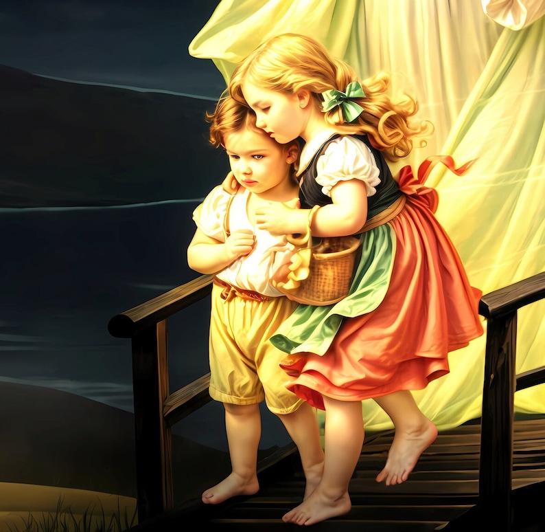 High Resolution Guardian Angel Digital Illustration Digital Download