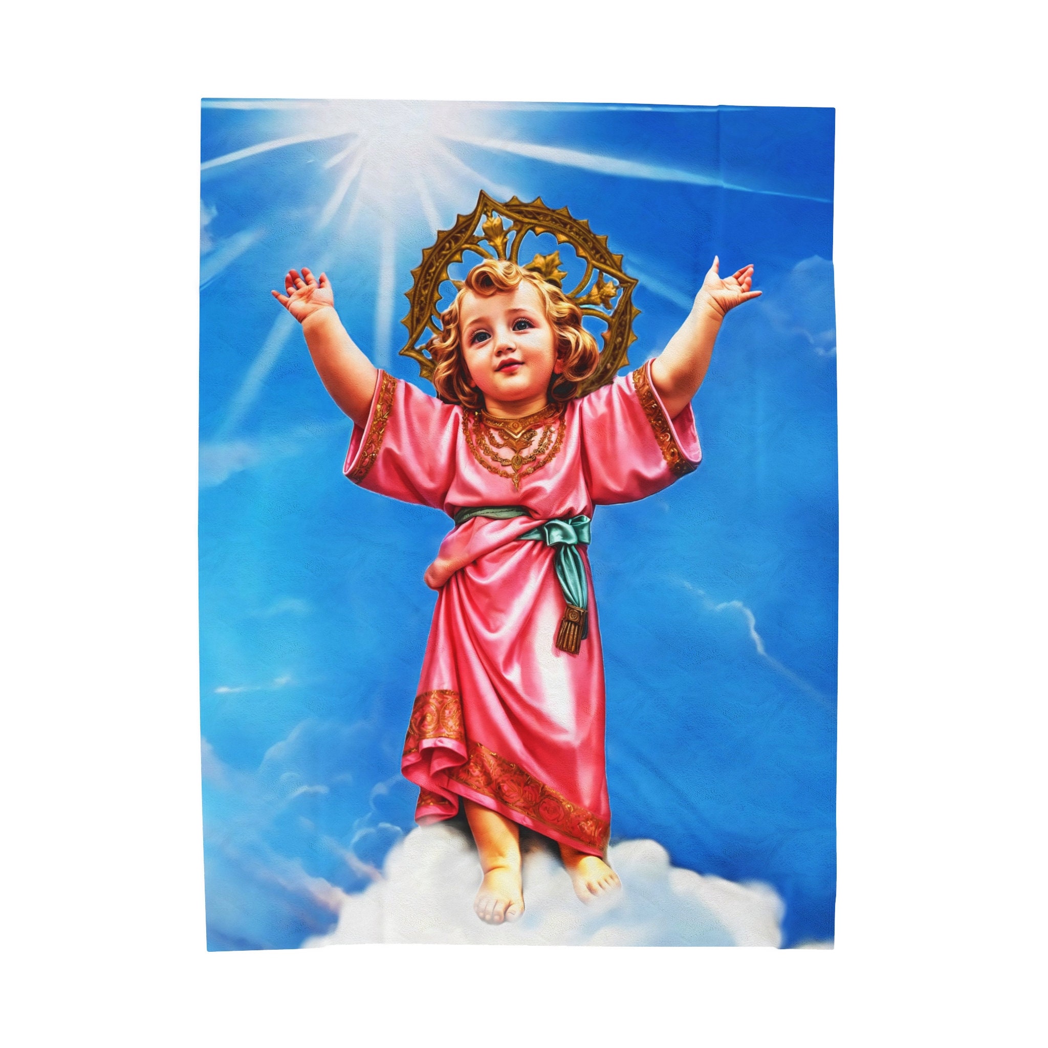 Divino Niño, Divine Child Plush Velveteen Blanket: Cozy Catholic