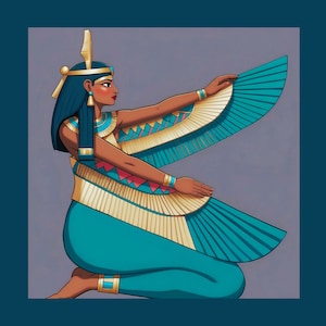 Diosa egipcia Maat, Antiguo Egipto, Descarga digital, Decoración del Antiguo Egipto, Arte mural espiritual, Póster imprimible con ilustración mitológica