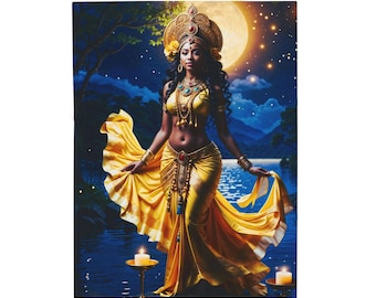Oshun Velveteen Blanket: Yoruba Goddess Throw, Afrocentric Decor