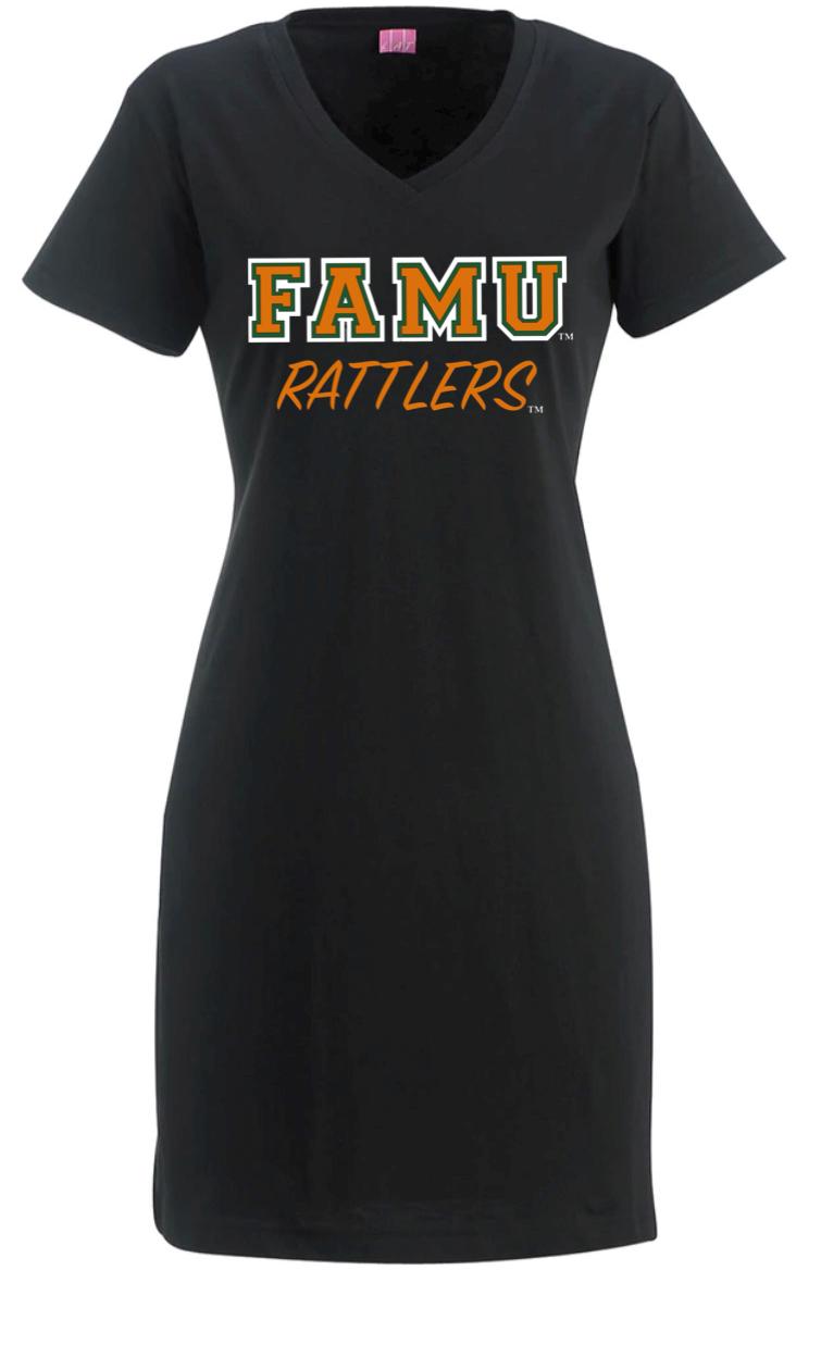 Florida A&M university glitter/non-glitter V-neck t-shirt Dress (Optional-Personalization)