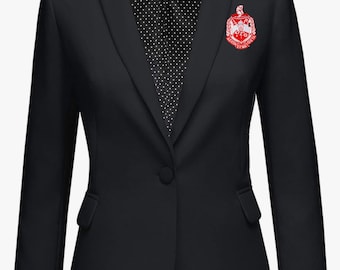 Delta Sigma Theta Embroidery Jacket (Blazer) in Black (This jacket tends to run small please size up if needed)